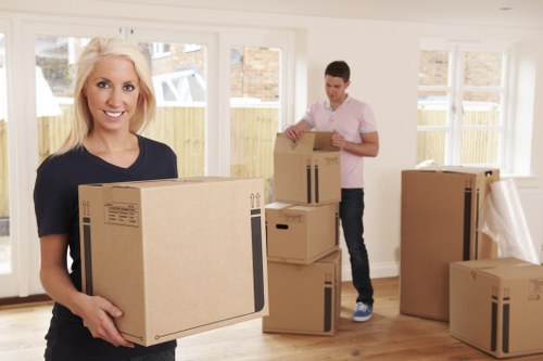 Office furniture and equipment prepared for a local commercial move