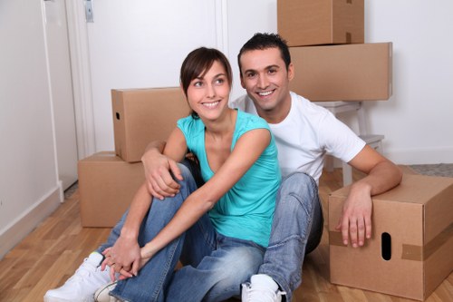 Organised boxes and household goods ready for house removals in Heston
