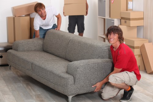 Moving truck service for homes in Heston on a residential street