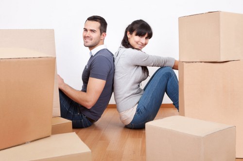 A moving truck supporting a house move in Heston