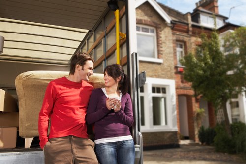Van-based moving service navigating Heston streets and access challenges